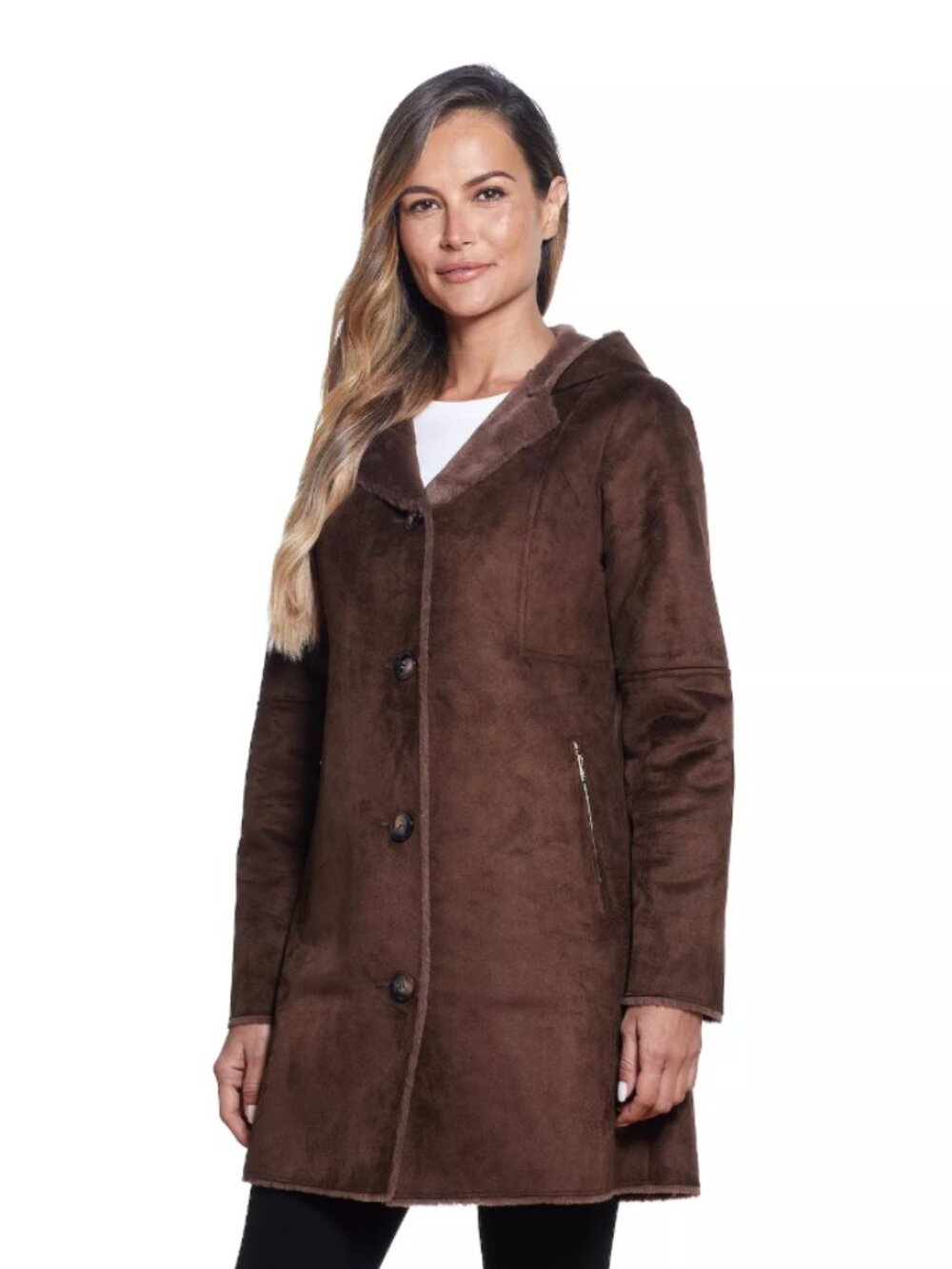Women's Gallery Hooded Faux-Suede Coat